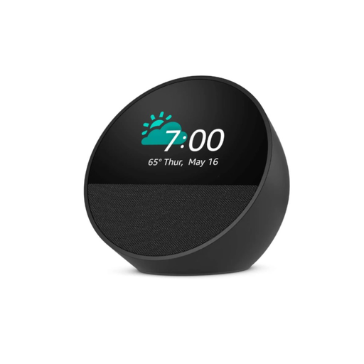 PARLANTE AMAZON ECHO SPOT NEGRO RELOJ ALARMA ALEXA PANTALLA 2.8
